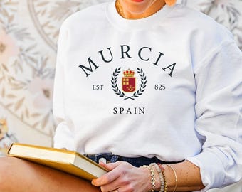 Murcia Spain Sweatshirt, Murcia Coat of Arms Crewneck, Spanish Heritage Gift, Spain Travel Souvenir, Gildan 18000 Pullover