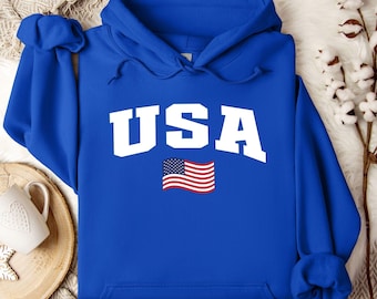 USA Flagge Hoodie Varsity Collegiate Kapuzen-Sweatshirt
