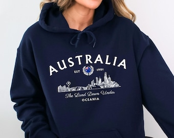 Australia Country Sketch Hoodie, Gildan 18500 Hoodie, Aussie Pride Travel Hoodie, Sydney Skyline Sweatshirt, Minimalist Travel Gift