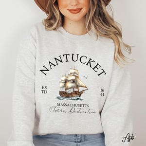 Nantucket Sweatshirt | Preppy Coastal Crewneck | Nantucket Lover Gift | Massachusetts Vacation Sweater | Girl Trip Sweatshirt | Family Trip