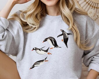 Sudadera con pingüinos / Suéter acogedor con cuello redondo de la Antártida y la naturaleza / Regalo de vacaciones de invierno para amantes de los pingüinos / Sudadera unisex y para mujer