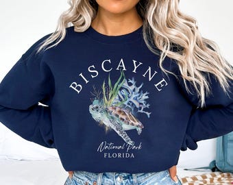 Biscayne National Park Sweatshirt, Sea Turtle Florida Beach Sweatshirt, Ocean Lover Gift, Marine Life Pullover, Florida Travel Sweater