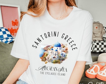 Santorini Greece Shirt, Greece Destination Tee, Honeymoon Trip Gift, Travel Apparel, Greek Islands Souvenir, Girls Trip Family Trip Shirt