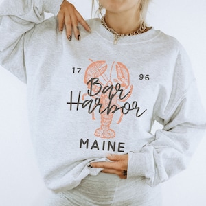 Maine Lobster Sweatshirt | Bar Harbor Souvenir Sweater | Unisex Summer Crewneck | Coastal Beach Vacation Shirt | Family Travel Gift