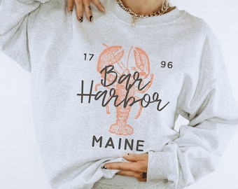 Maine Lobster Sweatshirt | Bar Harbor Souvenir Sweater | Unisex Summer Crewneck | Coastal Beach Vacation Shirt | Family Travel Gift