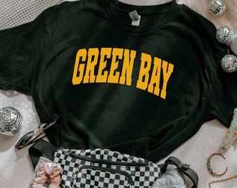 Green Bay T-Shirt Varsity Style, Packer Football Pullover Shirt, Game Day Tee, Sunday Football Fan Gift, Green Bay Football Tailgate Tee