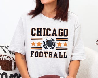 Chicago football shirt for fans,  Retro Bear football game day tee made with BC3001 softness T-shirt, Chicago football fan gift.
