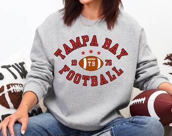 Tampa Bay Football Sweatshirt | Oversized Retro Buccaneer Football Fans Shirt | Game Day and Tailgate Sweater | Royal Football Fans Apparel