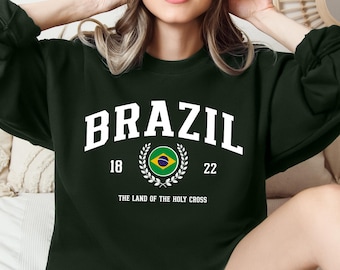 Brazil Sweatshirt, Brazilian Pride Crewneck, Brazil Flag Shirt, Brazilian Heritage Gift, Brazil Travel Souvenir, Country Pride Pullover