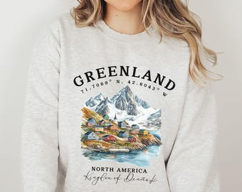 Bluza z kapturem Greenland | Bluza z kapturem Arctic Village and Nordic Landscape | Bluza z kapturem Greenland Scenery | Prezent podróżny Greenland