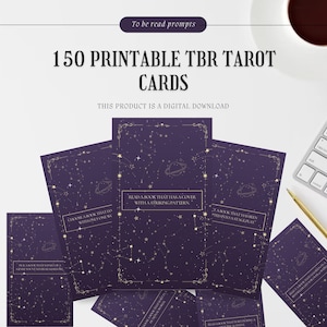 Cartas de tarot TBR imprimibles, 150 cartas de tarot de libro, qué leer a continuación, indicaciones para leer, juego de TBR, regalo de libro literario, Booktok amante de los libros,