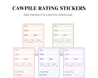 Digital CAWPILE Book Rating Stickers: Pastel Reading Tracker (PNG)