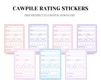 Digital CAWPILE Book Rating Stickers: Pastel Planner Stickers (PNG)