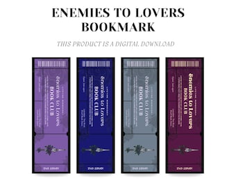 Marcapáginas "De enemigos a amantes": Boleto para el club de lectura romántica (archivo PDF imprimible)