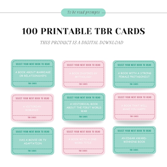Printable TBR Jar Prompts: Reading Challenge Cards (PDF)