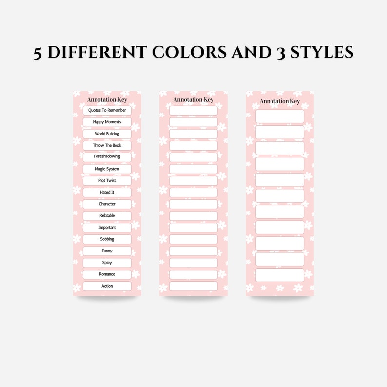 Pastel Annotation Key Bookmarks: Reading Tracker, Bookish Gift (PDF/PNG) image 4