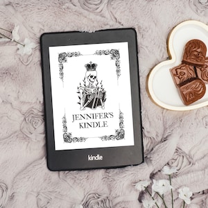 Personalized Gothic Skeleton Kindle Lock Screen,Skeleton Reading Kindle Screen Saver,Romantasy Vintage Kindle Paperwhite,Dark Lock Screen