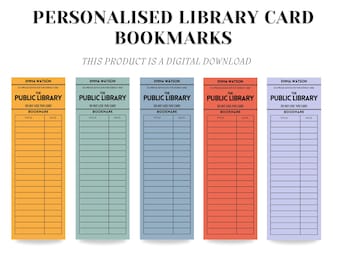 Personalized Library Card Bookmark: Retro Pastel Reading List (PDF)