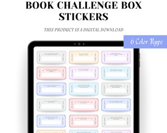 Pastell Buch Challenge Sticker: Leseplan zum ausdrucken (Digitaler Download)