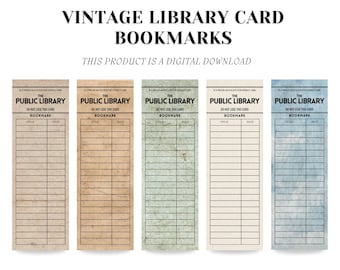 Vintage Library Card Bookmarks: Printable Reading List (PNG)