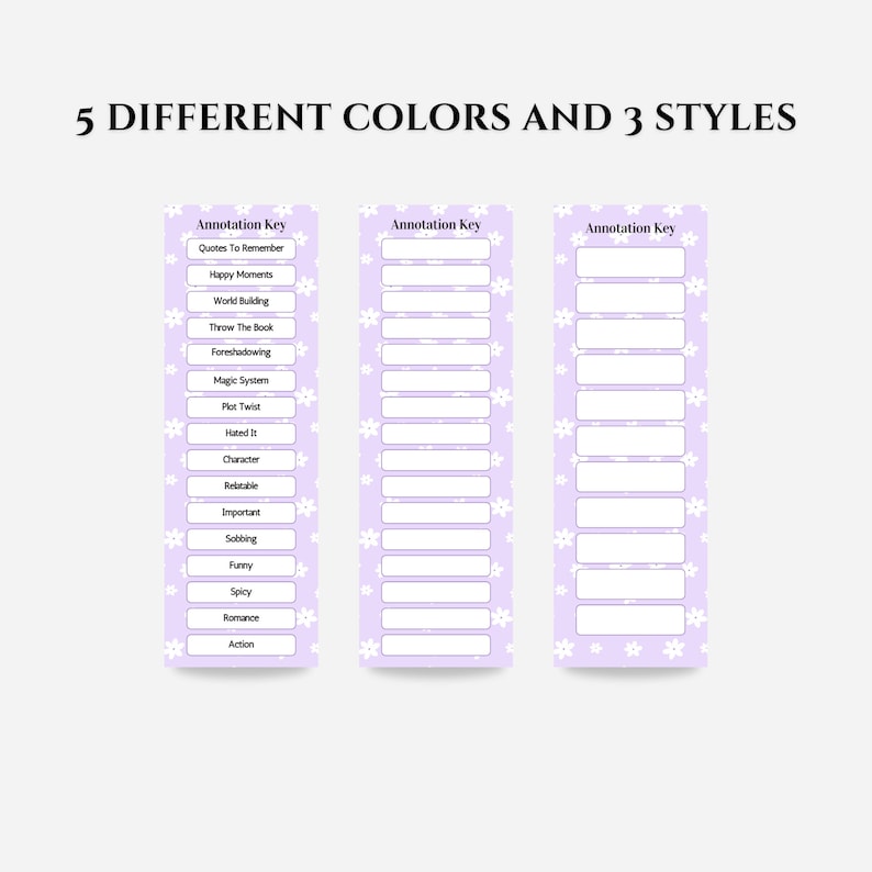 Pastel Annotation Key Bookmarks: Reading Tracker, Bookish Gift (PDF/PNG) image 2
