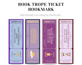 Book Trope Ticket Bookmark Set, Romance, Fantasy (PDF)