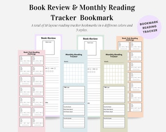 Printable Book Review Bookmark,Reading Challenge Bookmarks for Book Club,Monthly Reading Tracker Bookmark,Booktok,Bookish,Book Lover gift