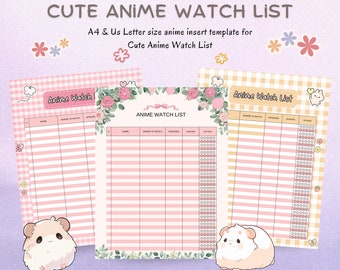 Anime Watch List Planner: Printable Anime Tracker (PDF)