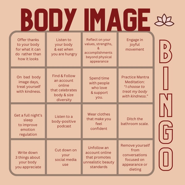 Body Image Bingo Sticker