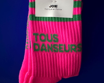 Talla 35/38 - Calcetines llamativos para bailarines - Rosa neón y verde intenso