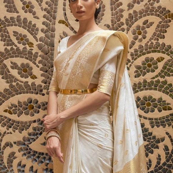 Kanjivaram Soft Silk Saree & Blouse Piece, Wedding Wear Saree, Trending Saree, Kanjivaram Silk Saree, Jacquard Woven Stylish Sari, Woven