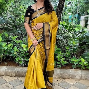 Kanjivaram Soft Lichi Silk Saree & Blouse Piece, Saree USA Women, Wedding Wear Saree, Trending Saree, Saree Blouse, Kanjivaram Silk Saree