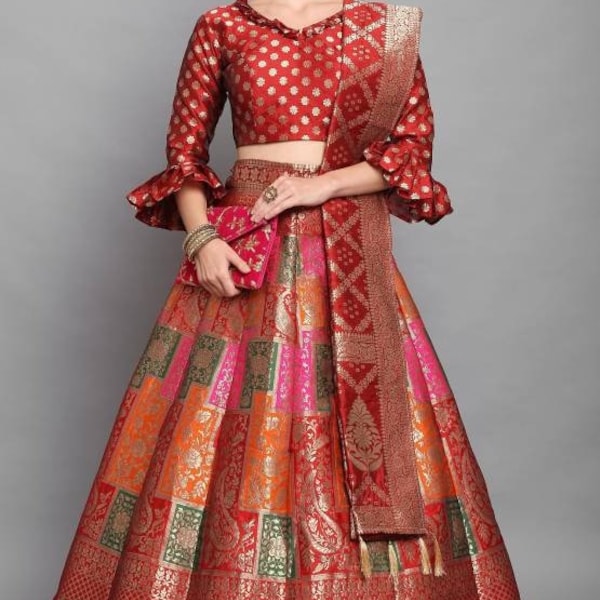 Digital Print Semi Stitched Lehenga Choli, Indian Lehnga Choli, Wedding Dress, Wedding Lehnga, Festival Dress, Semi Stitched Lehnga Choli,