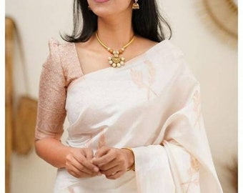Kanjivaram Soft Silk Saree & Blouse Piece, Wedding Wear Saree, Trending Saree, Kanjivaram Silk Saree, Jacquard Woven Stylish Sari,Zari Woven