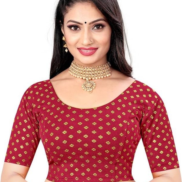 Stretchable Blouse, Women Blouse, Saree blouse, Light Weight Daily Use Blouse, Non-Padded Blouse, Women Top Pair, Round Neck Women Blouse,