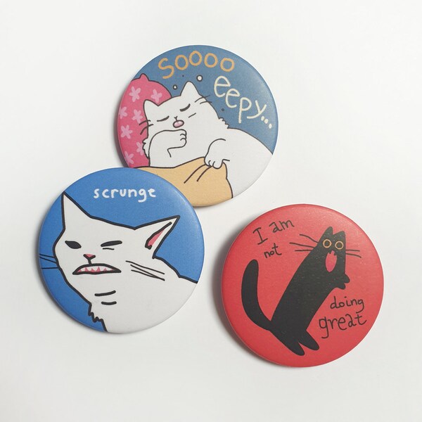 Scrungy Cats Button Pins