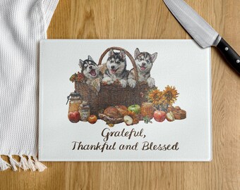 Autumn Siberian Husky Cutting Board
