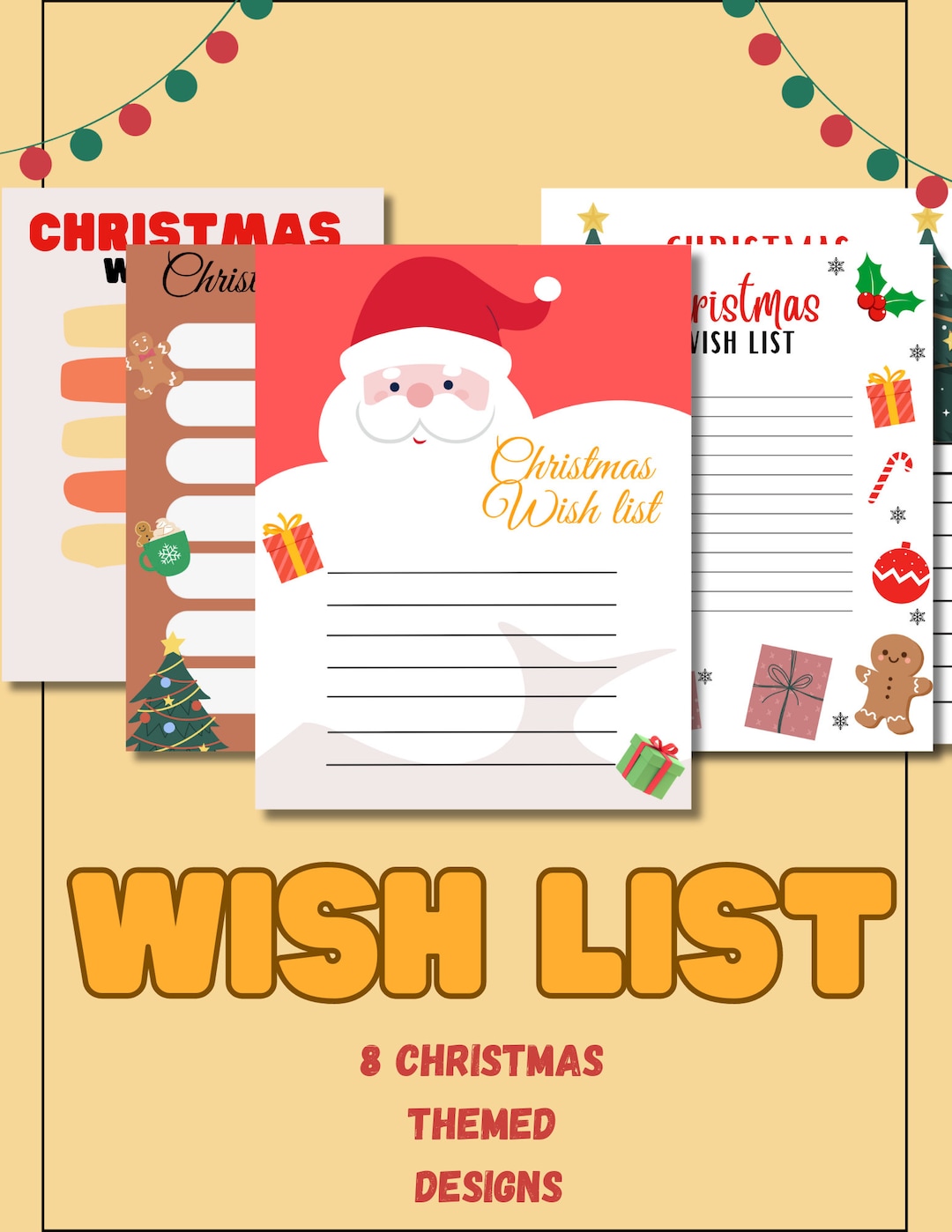 Printable Christmas Wish List for Kids and Adult Printed List for ...