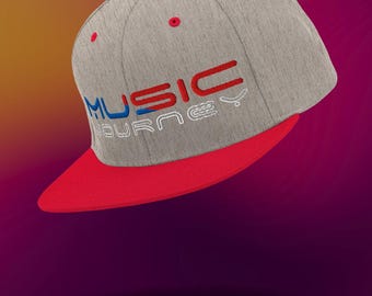 Music Journey Rave Hat | Grey and Red Streetwear Cap for DJs, Festivals