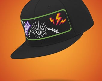 Geometrische Krempe Hut | Snapback mit gesticktem Augenblitz
