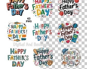 Fathers Day Clipart, Clipart Bundle, Happy Fathers Day Clipart PNG, Font Clipart Bundle, Mother&#39;s Day PNG, Mothers day graphics, Font PNG