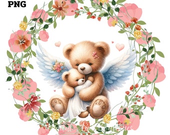 Imágenes Prediseñadas del Día de la Madre del Oso de Peluche, Imágenes Prediseñadas del Baby Shower del Oso, Imágenes Prediseñadas del Día de las Madres, Oso de acuarela, Sala de la guardería, Tarjeta para mamá, Libro de chatarra,
