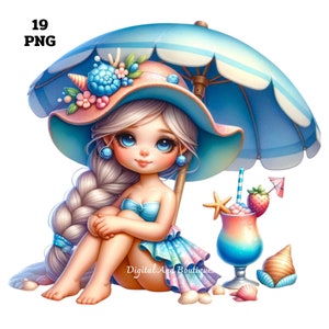 Beach Gnome, Summer Beach Gnomes Clipart, Beach Girl, Summer Beach PNG, Summer Gnomes, Vacation Gnomes, Beach Party Clipart, Beach Theme PNG