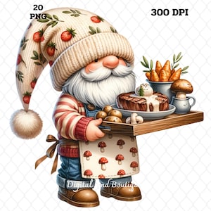 Steak Gnome Clipart, Kitchen Decor, Steak Gnome PNG, Grilling Gnome Illus, Barbecue Gnome Clipart, Cute Gnome Clipart, Cooking Gnome PNG