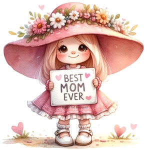 Muttertag Clipart, Clipart Bundle, Liebe Mutter Clipart, Liebe Mutter Kartendesign, Muttertag Gnom, Gnom Mädchen, süße Zwerge, Mama Clipart PNG