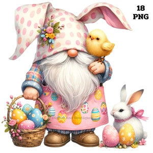 Osterzwerge, Osterhase Clipart, Osterzwerg Grafik, Kinderzimmer Dekor, Osterkartendesign, Zwerg Clipart, Frühlingszwerg Dekor,