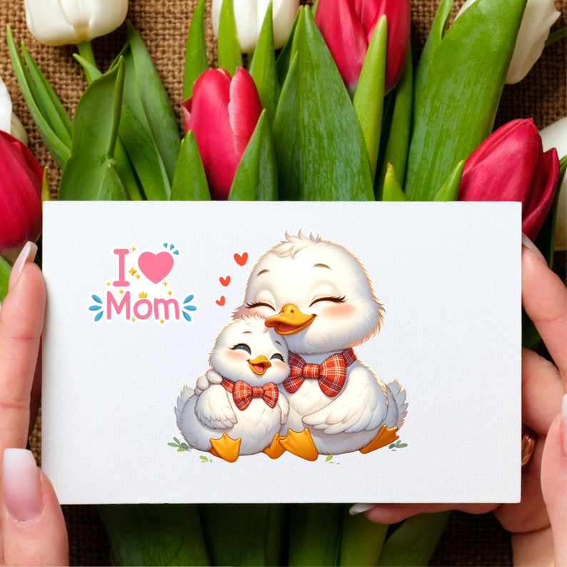Duck Mother's Day Clipart, Mothers Day Graphics, Watercolor Duck