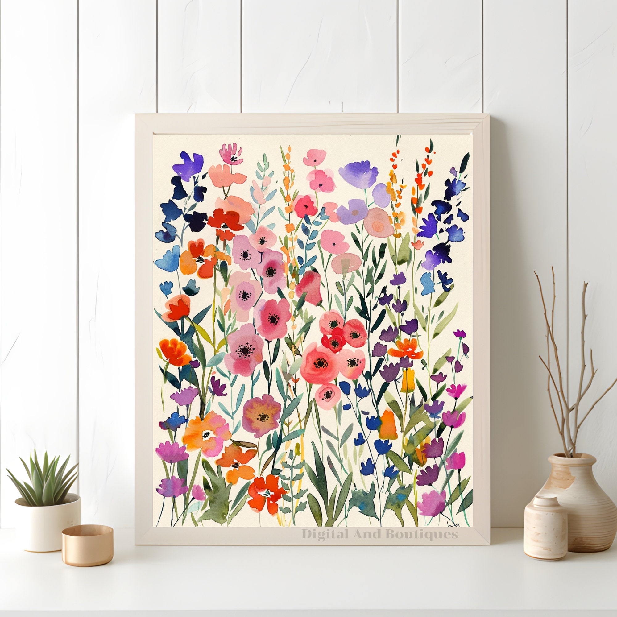 Set of 3 Wildflower Prints, Neutral Watercolor Wall Art, Watercolor ...