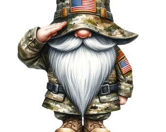 Soldier Gnome Sublimation, Gnome Sign PNG, Watercolor Gnomes Clipart, Clipart Bundle, Gnomes PNG, Camouflage gnomes PNG, Cute Gnome, Crafts