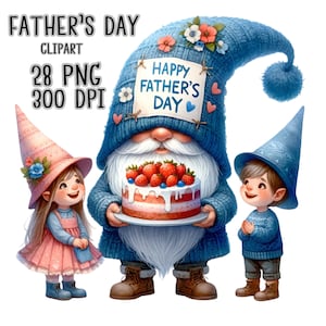 Vatertag, Vater Gnom PNG, Vater Kinder Clipart, Papa Gnom, Vatertag Kartendesign, transparenter Hintergrund, Gnom Vater, Gnom Vater,